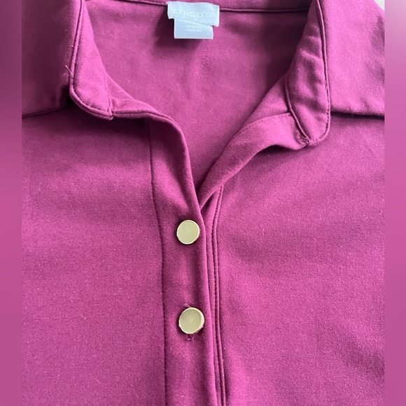 Chico's Ponte Collared Burgundy Tunic Size 2 Large - Picture 4 of 9